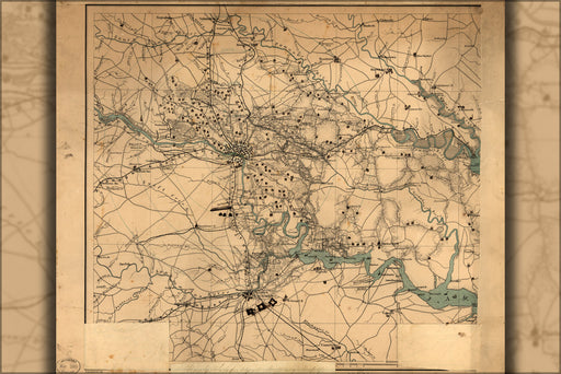 24"x36" Gallery Poster, civil war map of Richmond & Petersburgh virginia
