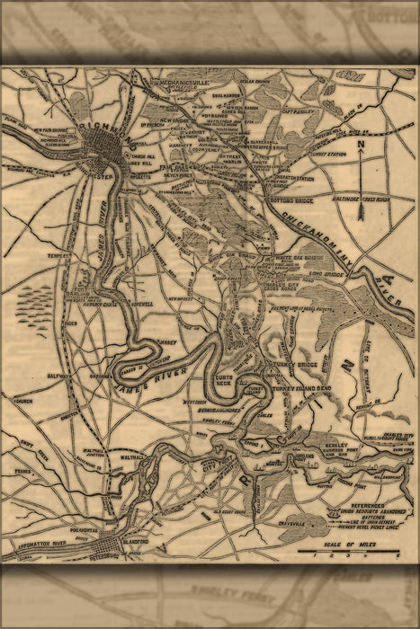24"x36" Gallery Poster, civil war map of Richmond virginia area 1862