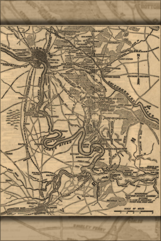 24"x36" Gallery Poster, civil war map of Richmond virginia area 1862