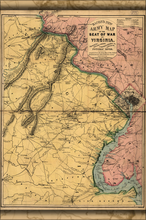 24"x36" Gallery Poster, civil war map of Virginia & washington d.c. 1862 p2