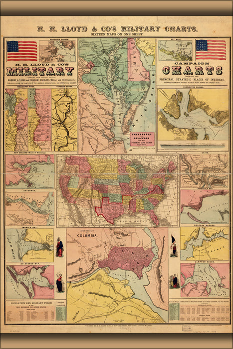 24"x36" Gallery Poster, civil war military map charts 1861