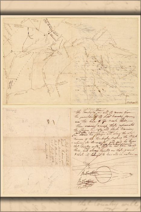 24"x36" Gallery Poster, creek indian map of Alabama & Georgia 1816