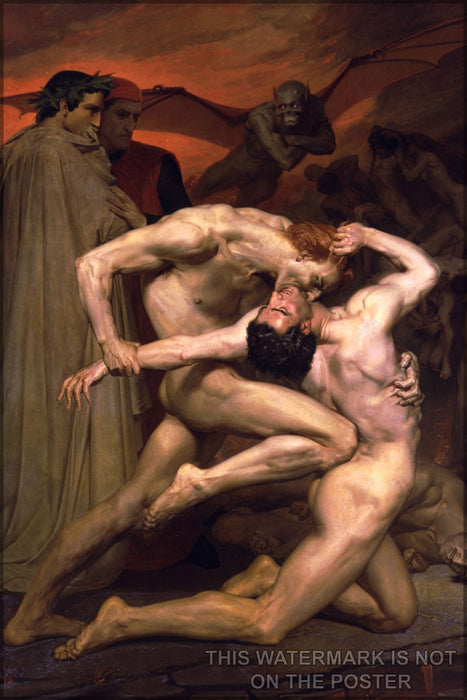 24"x36" Gallery Poster, dante and virgil in hell William-Adolphe Bouguereau (1825-1905) - Dante And Virgil In Hell (1850