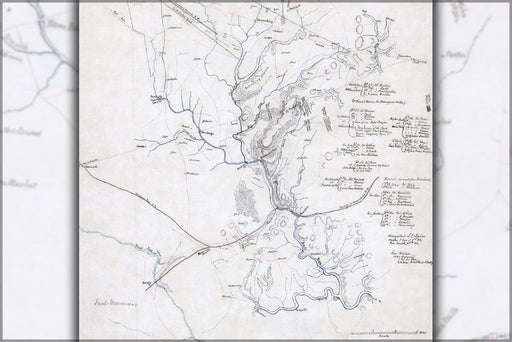 24"x36" Gallery Poster, first manassas Confederate map from the American Civil War of First Manassas (First Battle of Bull Run)