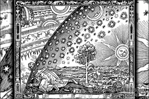 24"x36" Gallery Poster, flammarion woodcut engraving original