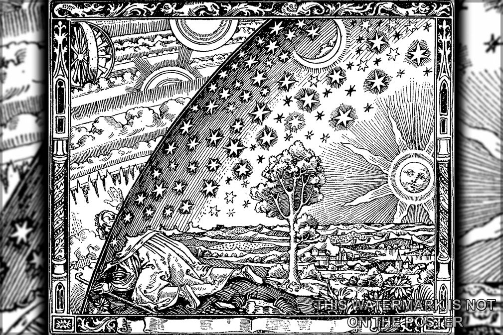 24"x36" Gallery Poster, flammarion woodcut engraving original