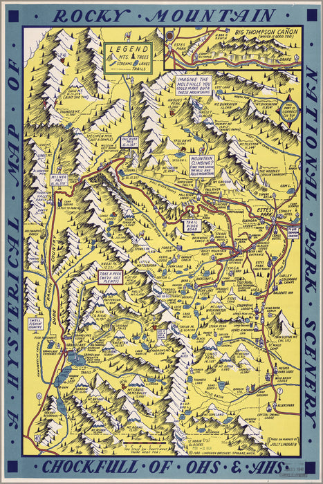 24"x36" Gallery Poster, funny map of Rocky Mountain National Park 1948