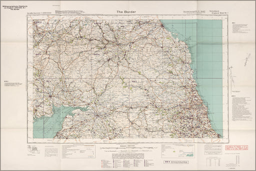 24"x36" Gallery Poster, german military map scotland england border 1940
