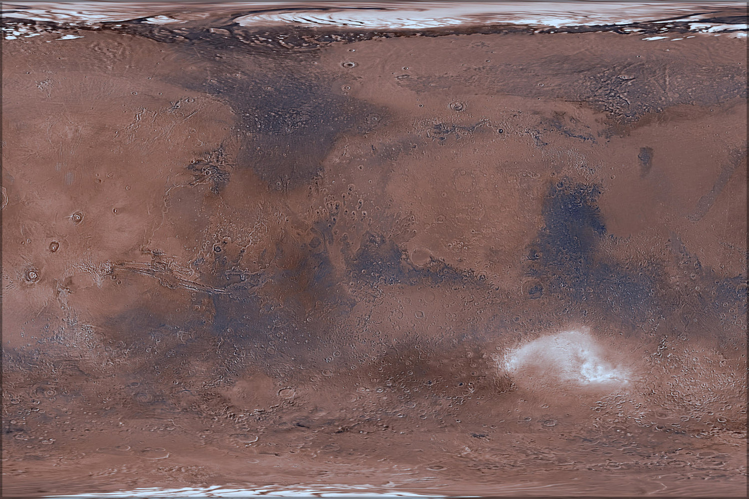 24"x36" Gallery Poster, global image map of Mars from viking data