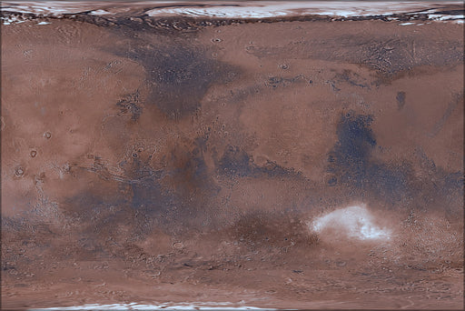 24"x36" Gallery Poster, global image map of Mars from viking data