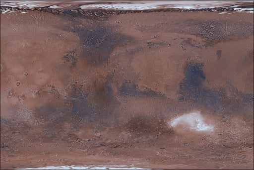 24"x36" Gallery Poster, global image map of Mars from viking data