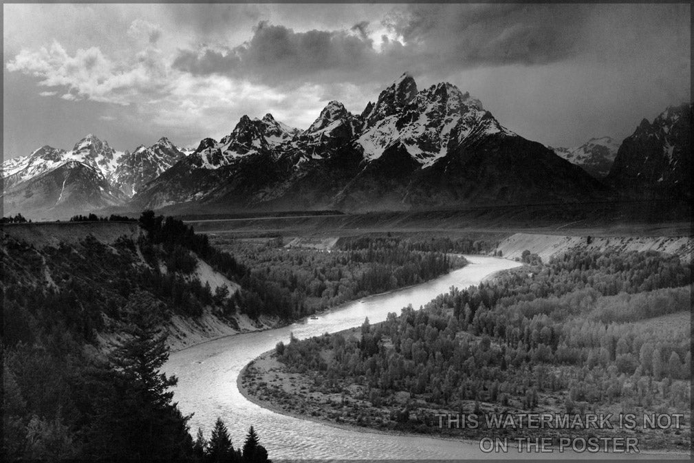 24"x36" Gallery Poster, grand teton national park Ansel Adams The Tetons and the Snake River (1942) Grand Teton National Park, Wyoming