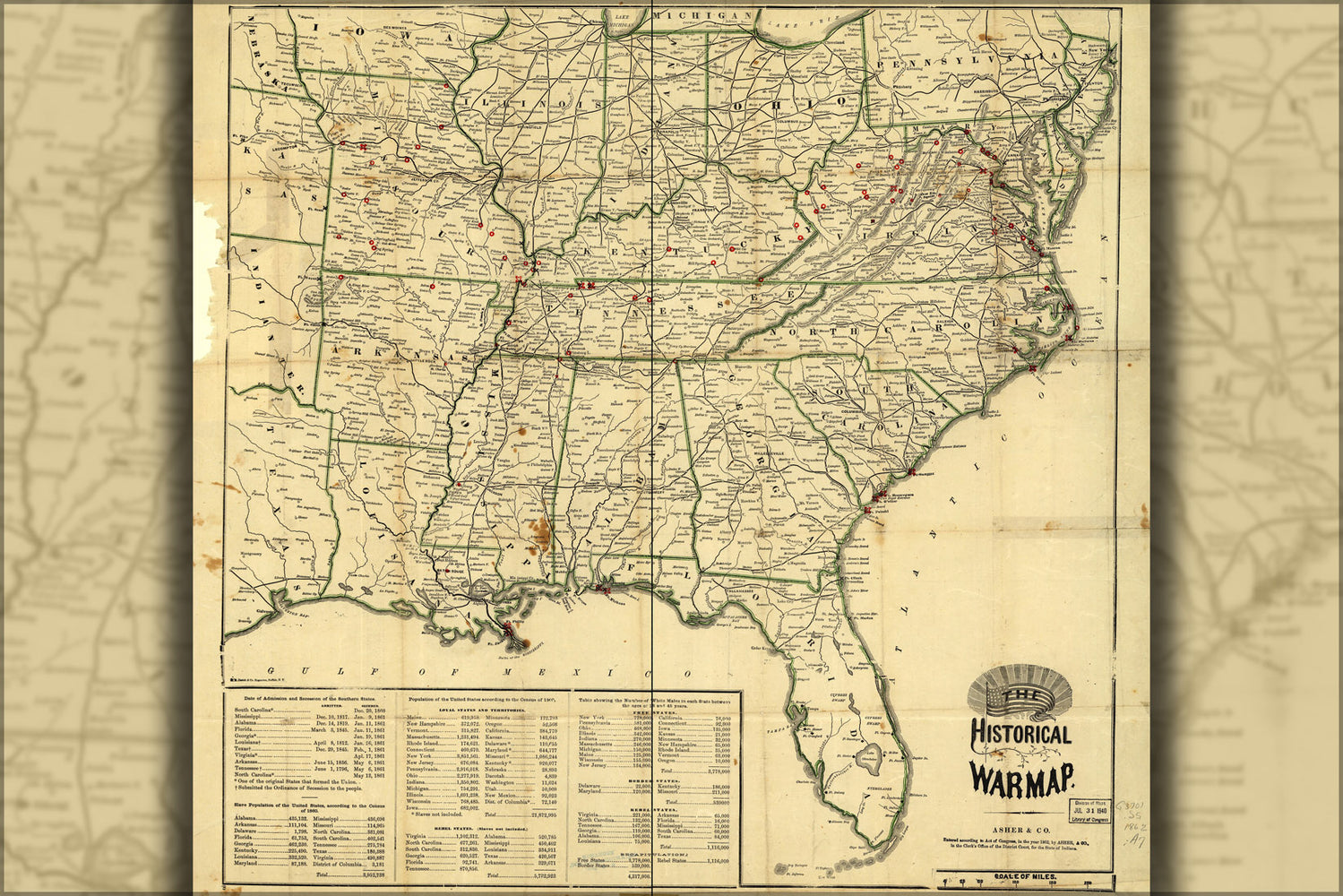 24"x36" Gallery Poster, historical war map 1862 civil war