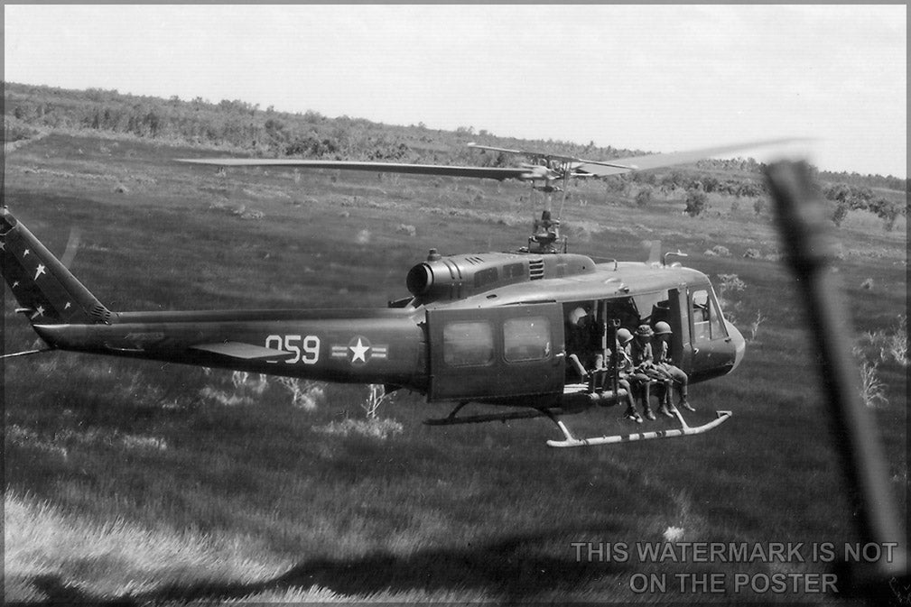 24"x36" Gallery Poster, huey bell UH-1 Iroquois over vietnam p2