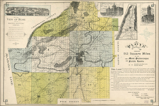 Poster, Many Sizes Available; Map Of Floyd County Georgia 1895