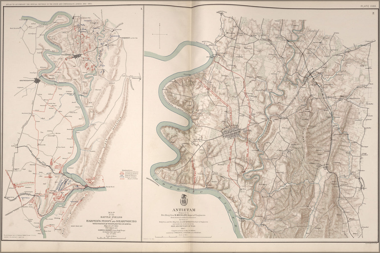 Poster, Many Sizes Available; Battle Map Of Harper&#39;S Ferry Antietam Sharpsburg