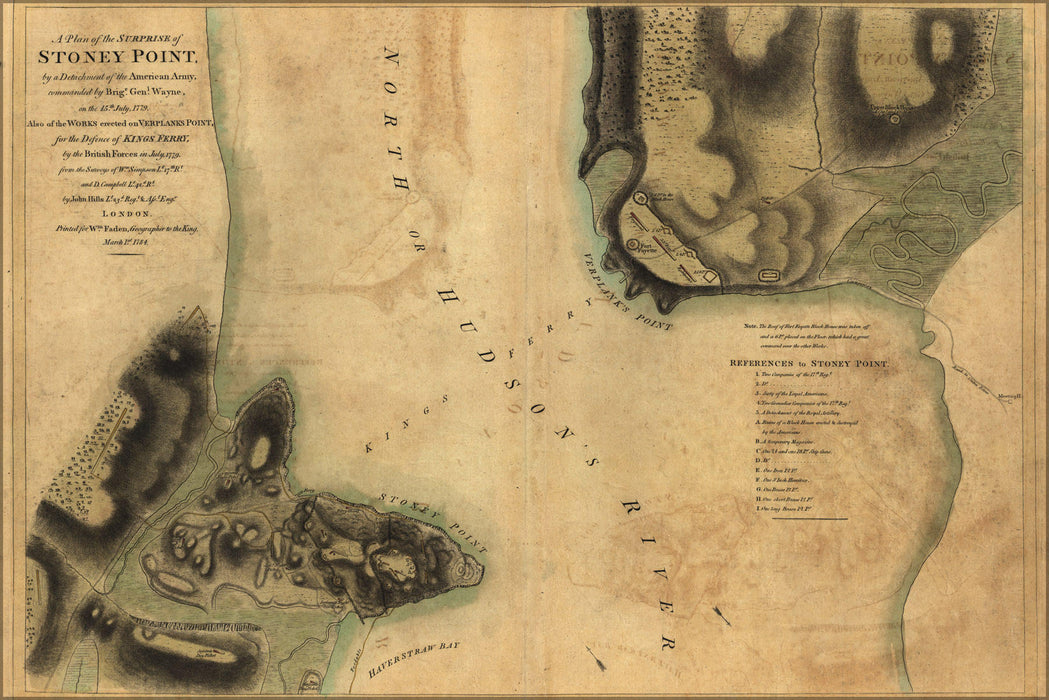 Poster, Many Sizes Available; Battle Map Of Stoney Point, 15 July 1779