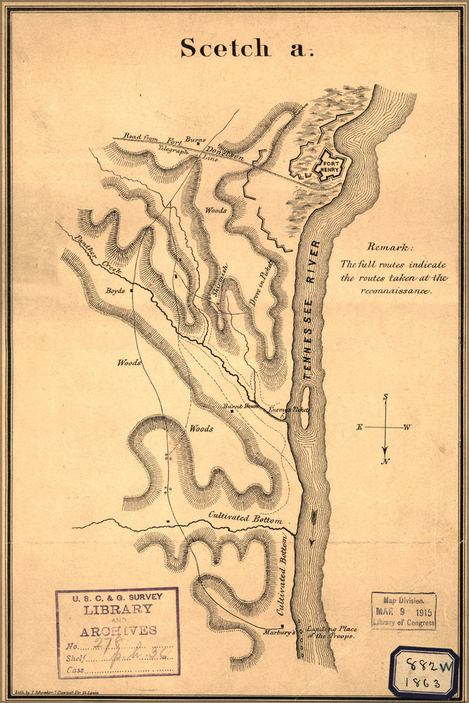 Poster, Many Sizes Available; Map Of Fort Henry, Tennessee, And Environs 1863