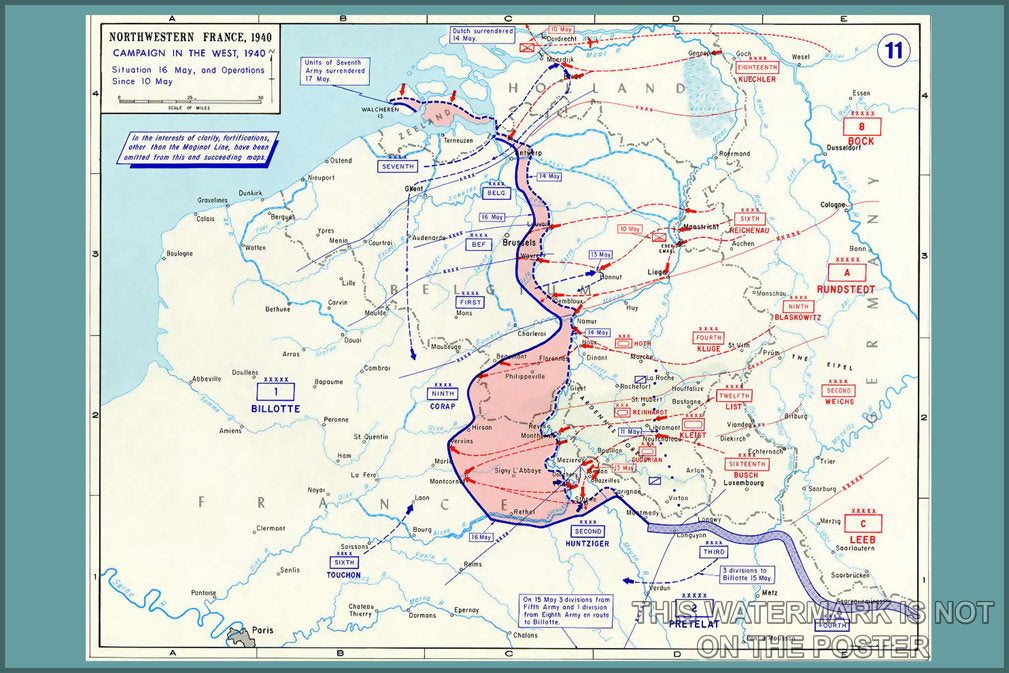 Poster, Many Sizes Available; Battle Of France Map