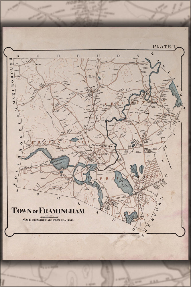 Poster, Many Sizes Available; Map Of Framingham Massachusetts 1895