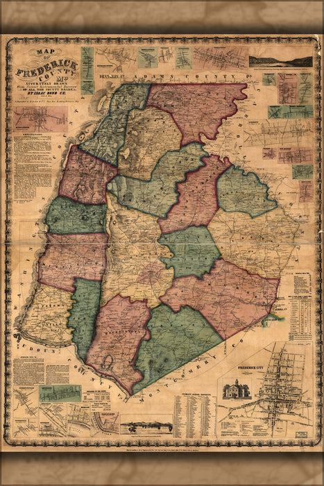 Poster, Many Sizes Available; Map Of Frederick County, Maryland 1858