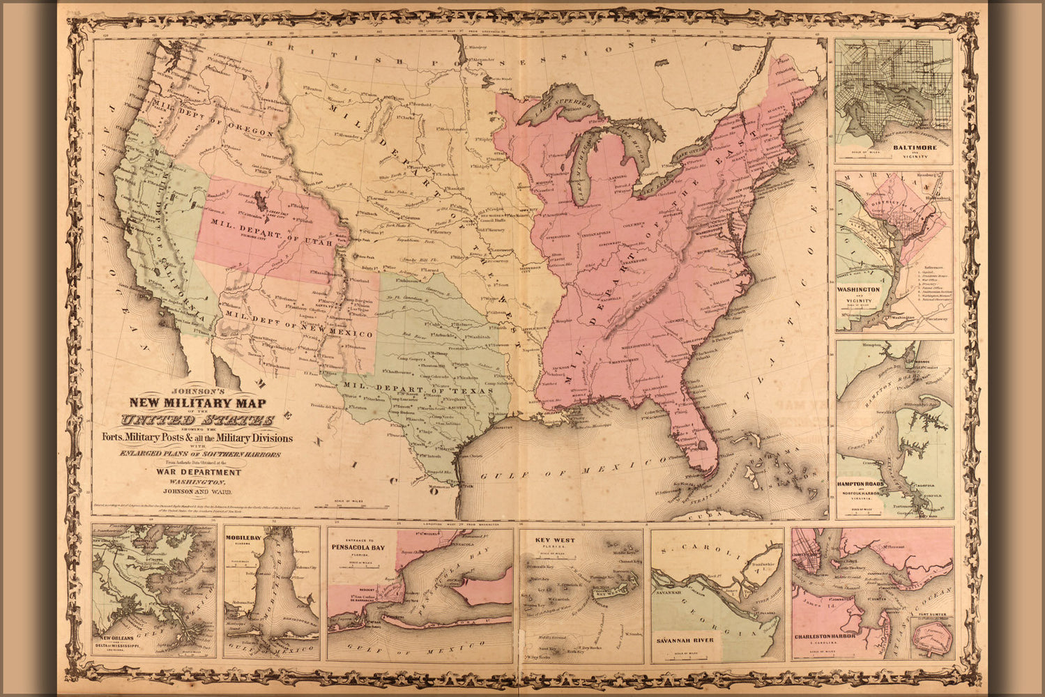 Poster, Many Sizes Available; Military Map Of The United States 1862