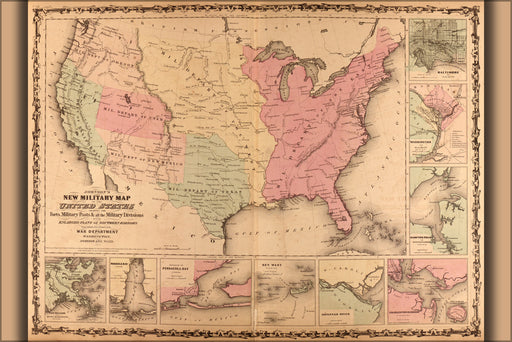 Poster, Many Sizes Available; Military Map Of The United States 1862