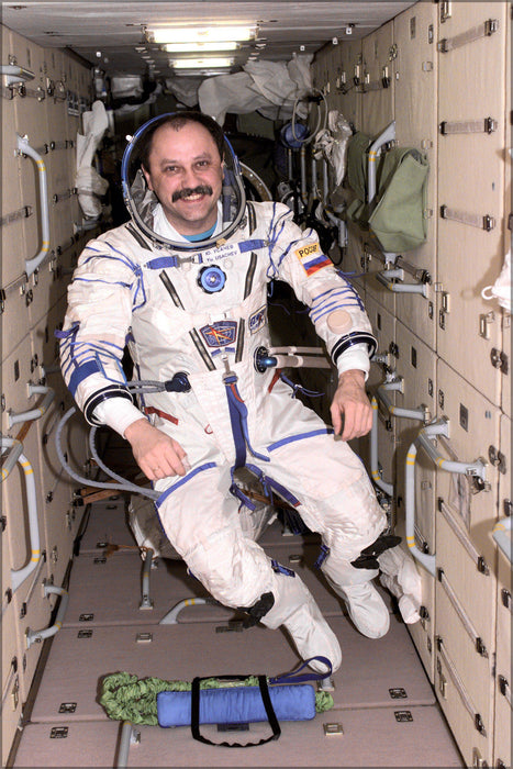 Poster, Many Sizes Available; Iss 02 Yury Usachyov Dons A Russian Sokol Suit In The Zarya Module