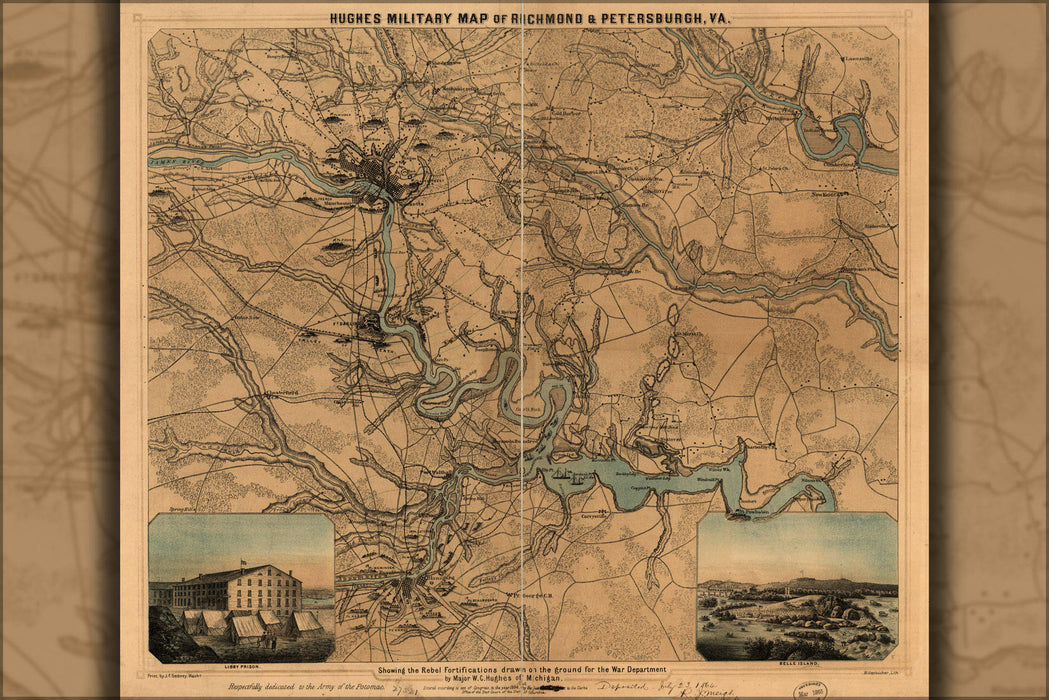 Poster, Many Sizes Available; Military Map Richmond & Petersburgh Virginia 1864