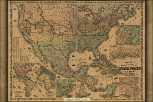 Poster, Many Sizes Available; Military Map United States Mexico Cuba 1862