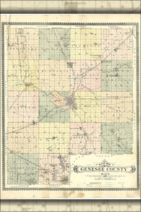 Poster, Many Sizes Available; Map Of Genesee County, Flint Michigan 1889