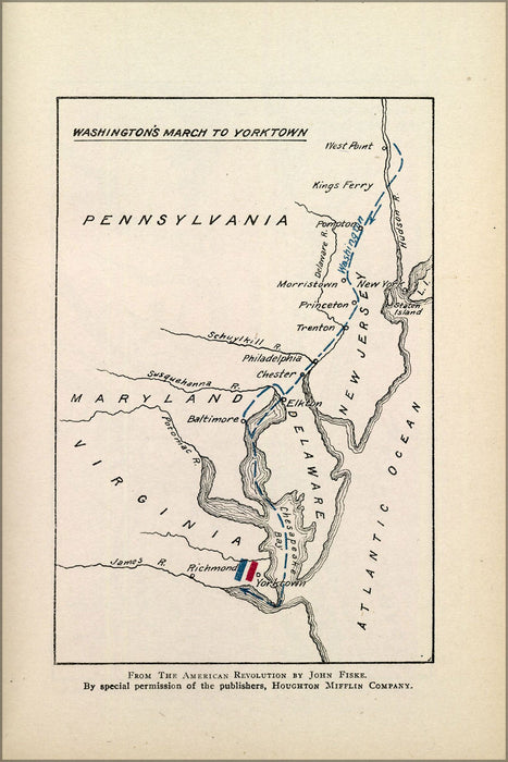 Poster, Many Sizes Available; Map Of George Washington&#39;S March To Yorktown