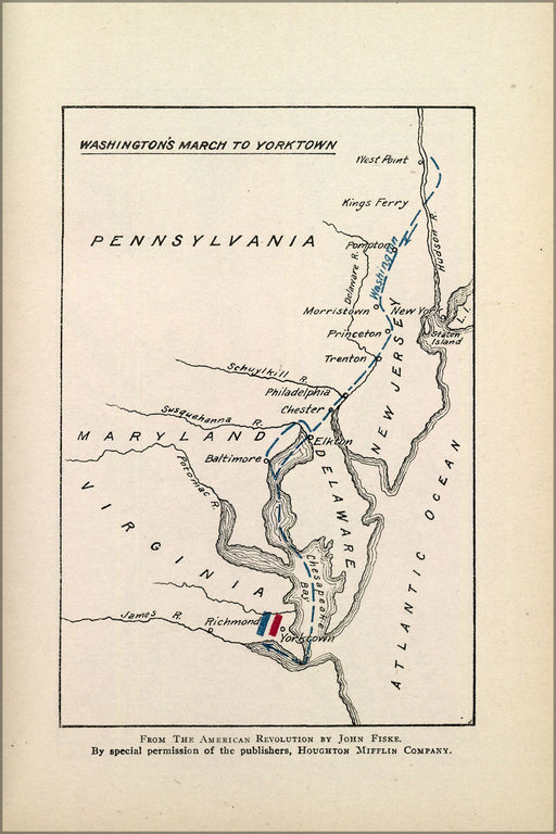 Poster, Many Sizes Available; Map Of George Washington&#39;S March To Yorktown