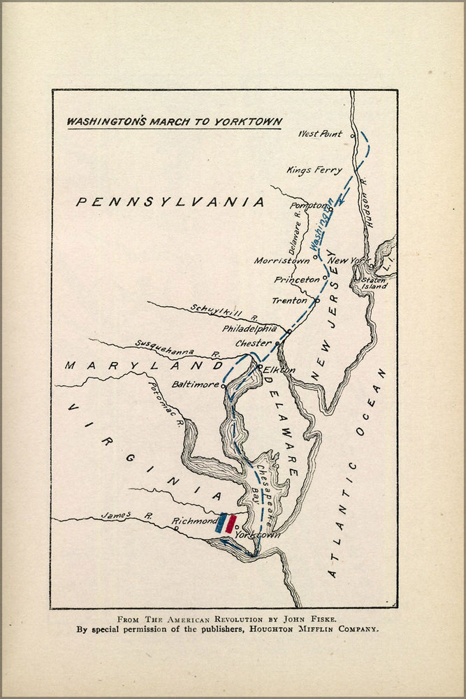 Poster, Many Sizes Available; Map Of George Washington&#39;S March To Yorktown