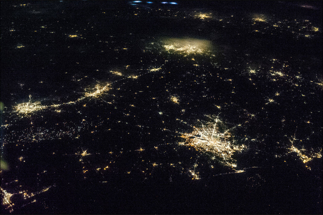 Poster, Many Sizes Available; Iss 36 Oblique Nighttime Image Of The Four Largest Metropolitan Areas