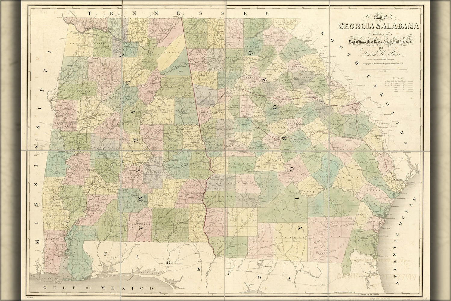 Poster, Many Sizes Available; Map Of Georgia & Alabama 1839