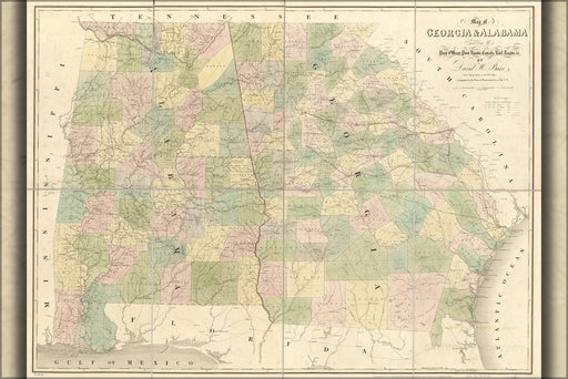 Poster, Many Sizes Available; Map Of Georgia & Alabama 1839