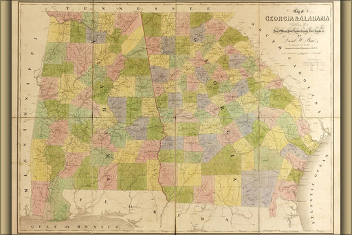 Poster, Many Sizes Available; Map Of Georgia, Alabama 1839