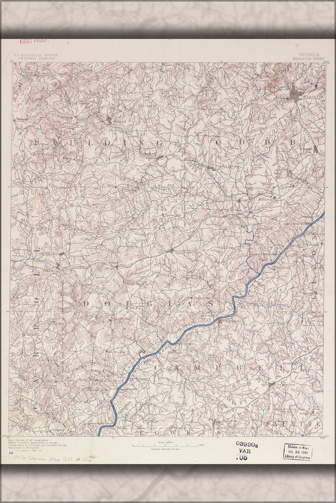 Poster, Many Sizes Available; Map Of Georgia, Marietta Sheet 1888