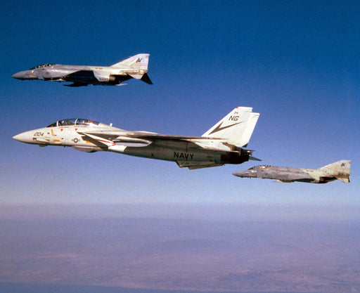 Poster, Many Sizes Available; F-14A Tomcat Vf-24, F-4S Phantom Ii Vf-301 Devils Disciples 1986