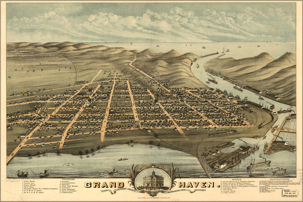 Poster, Many Sizes Available; Map Of Grand Haven, Michigan 1874