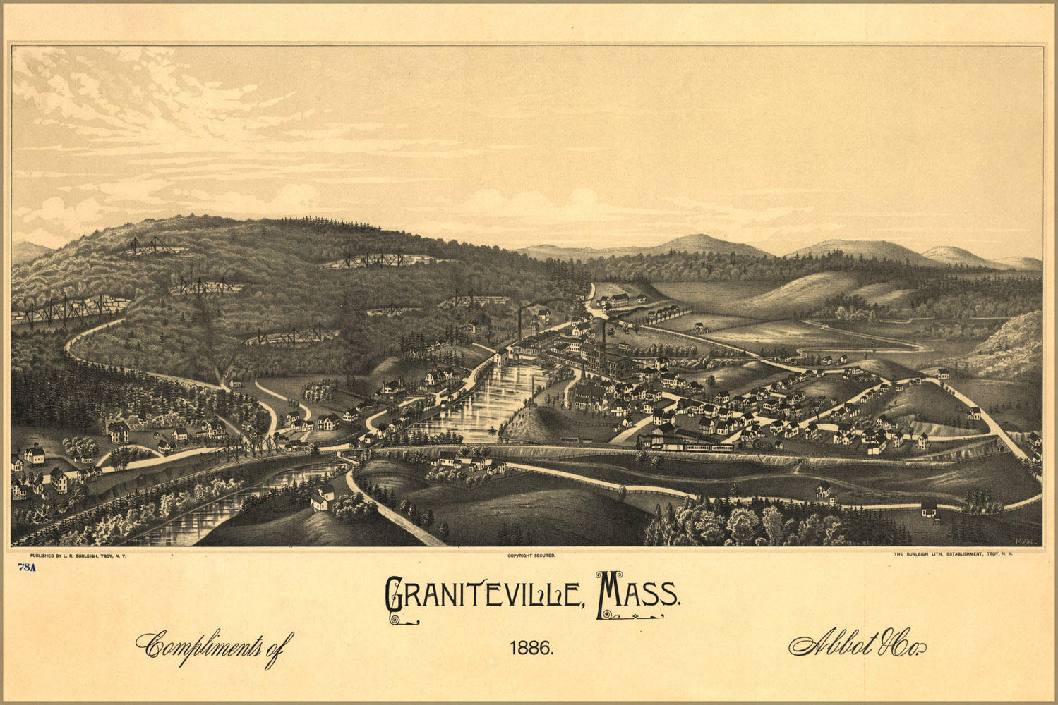 Poster, Many Sizes Available; Map Of Graniteville, Massachusetts 1886