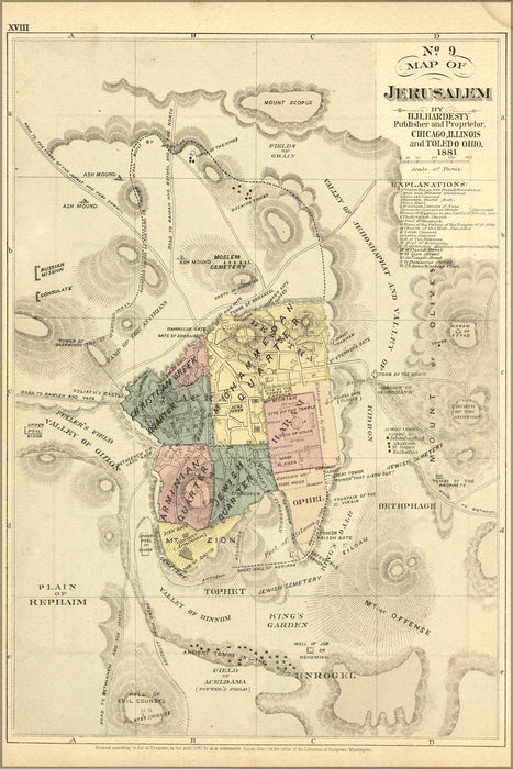 Poster, Many Sizes Available; Bible Map Of Jerusalem Israel 1881