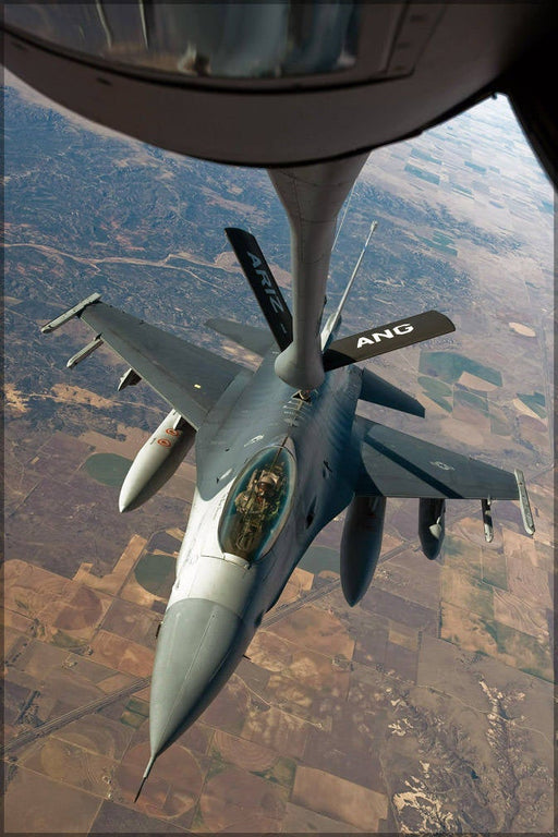 Poster, Many Sizes Available; F-16 Fighting Falcon Receives Fuel From A Kc-135 Stratotanker