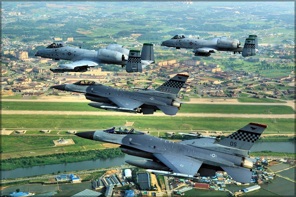 Poster, Many Sizes Available; F-16 Fighting Falcons And A-10 Thunderbolt Ii Warthog