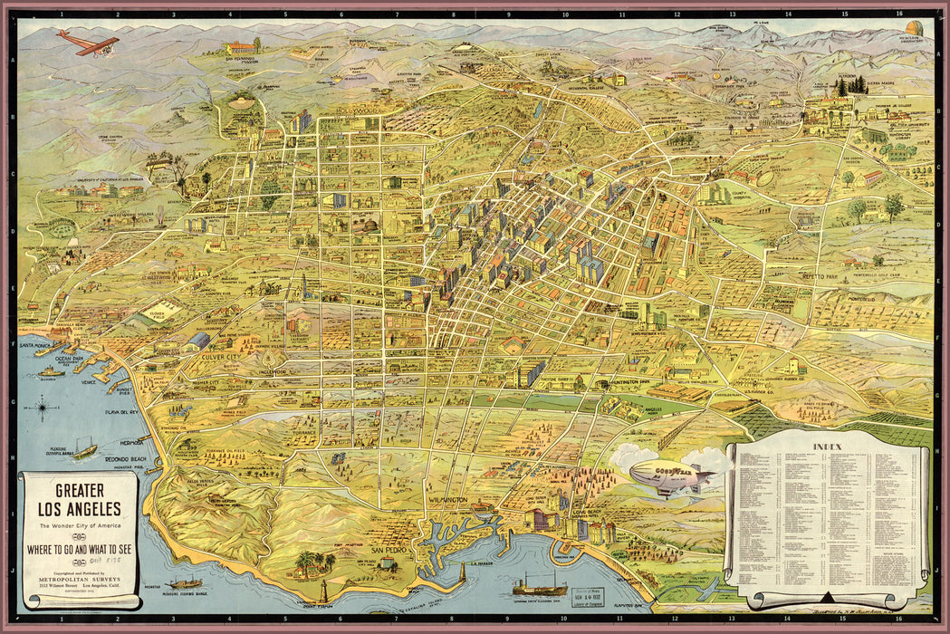Poster, Many Sizes Available; Map Of Greater Los Angeles 1932