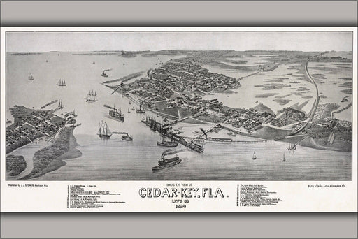 Poster, Many Sizes Available; Bird&#39;S Eye View Of Cedar Key, Florida C1884