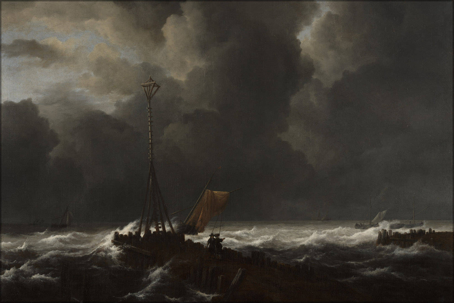 Poster, Many Sizes Available; Jacob Van Ruisdael Rough Sea At A Jetty