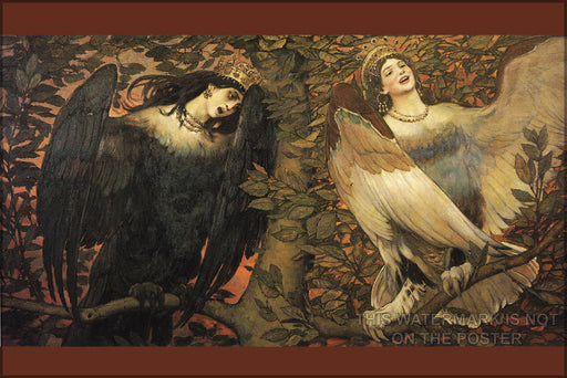 Poster, Many Sizes Available; Birds Of Joy And Sorrow Sirin (Left) And Alkonost (Right) â  By Viktor Vasnetsov