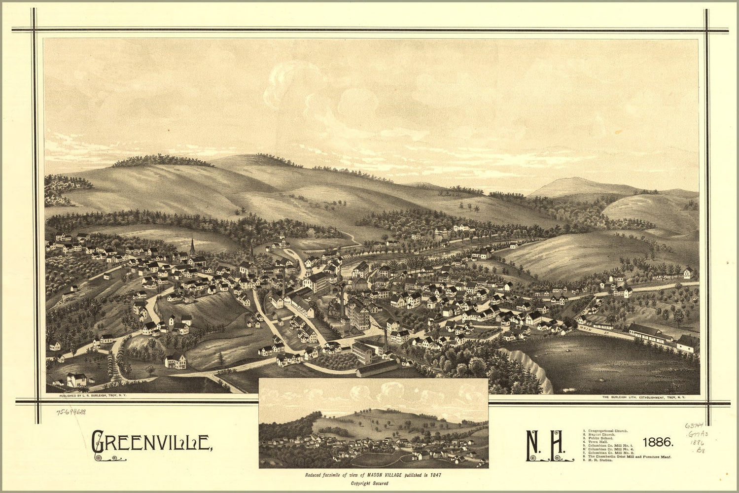 Poster, Many Sizes Available; Map Of Greenville, New Hampshire 1886